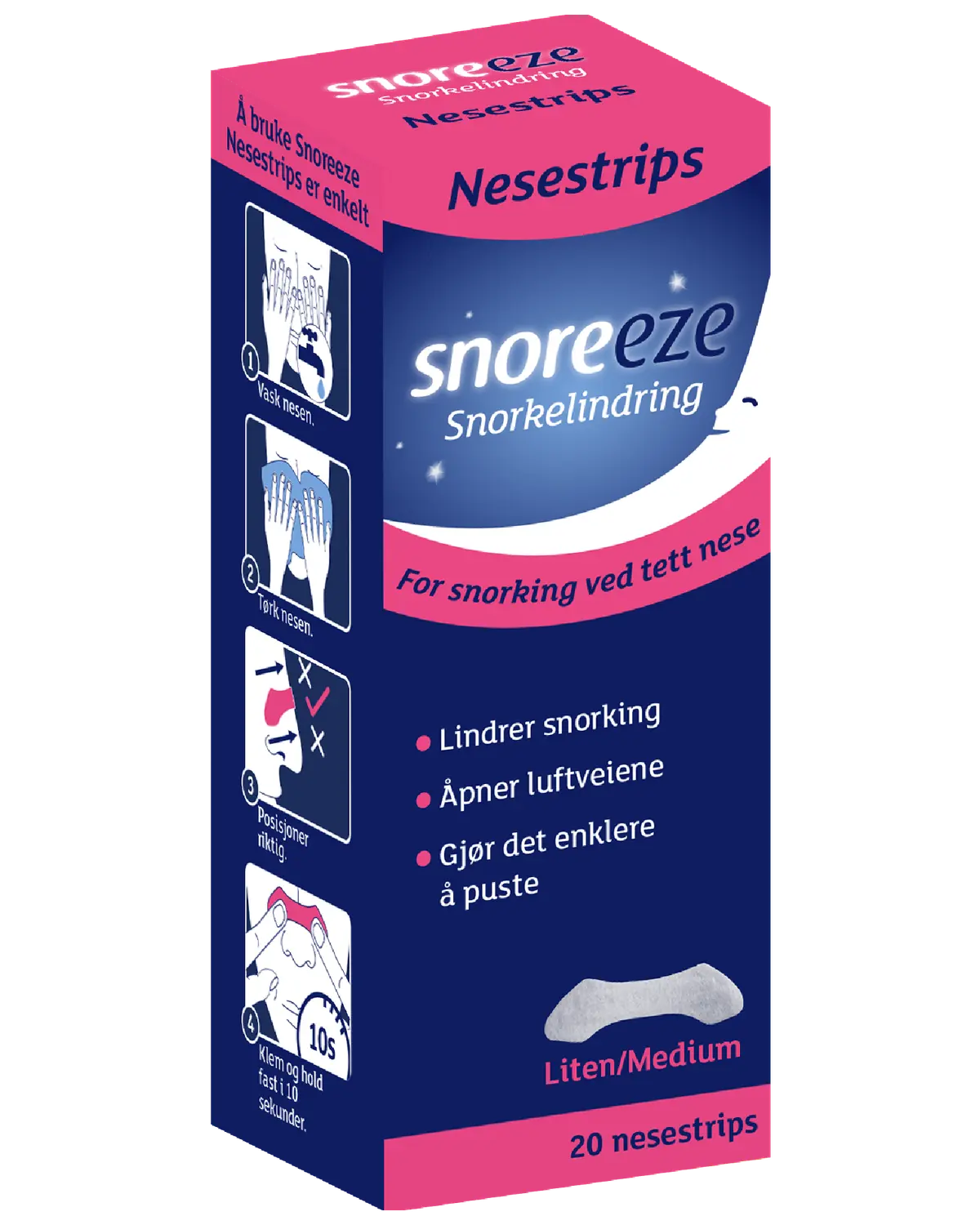 Snoreeze snorkelindring nesestrips, størrelse S/M 20 stk