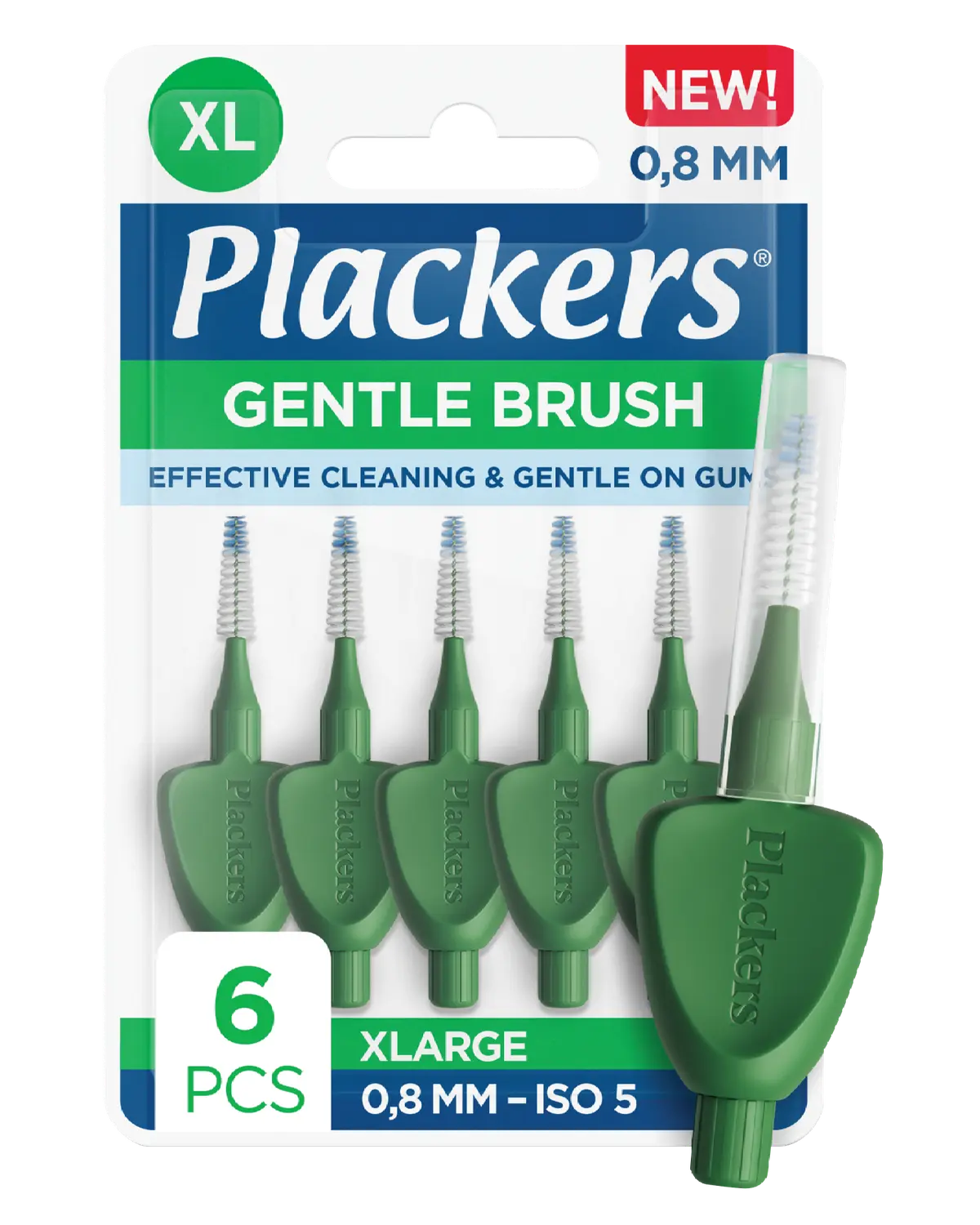 Plackers Gentle Brush mellomromsbørster 0,8mm XL 6 stk