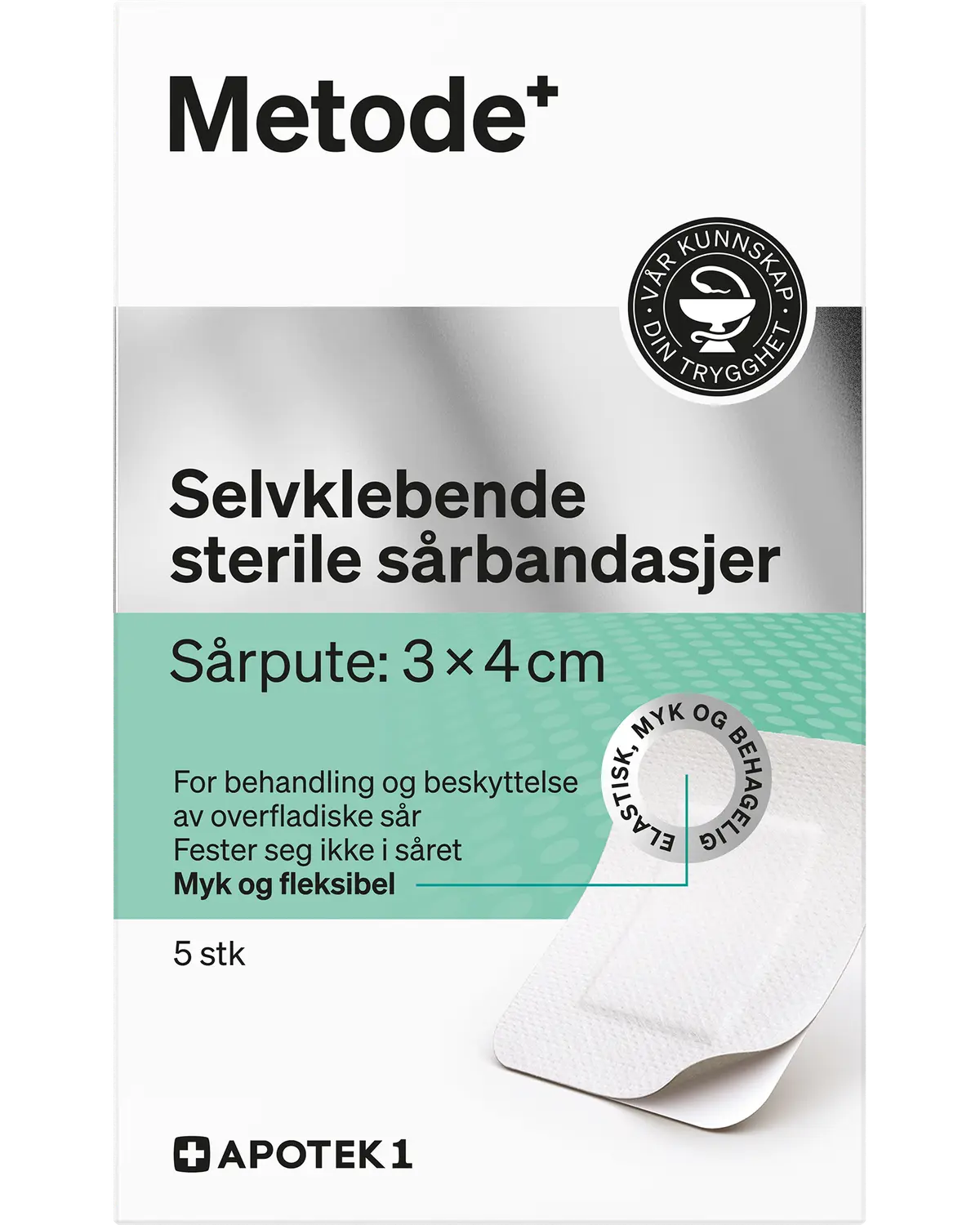 Metode selvklebende steril sårbandasje 6 x 7 cm 5 stk