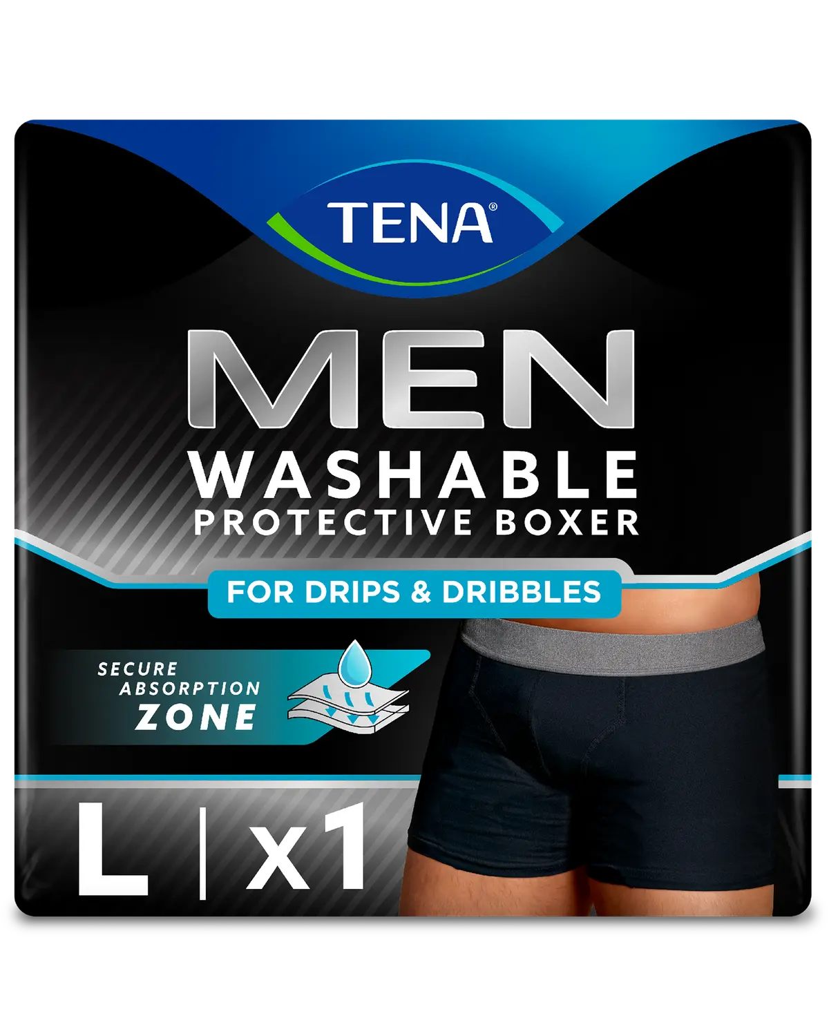 TENA Men vaskbar absorberende boksershorts L 1 stk