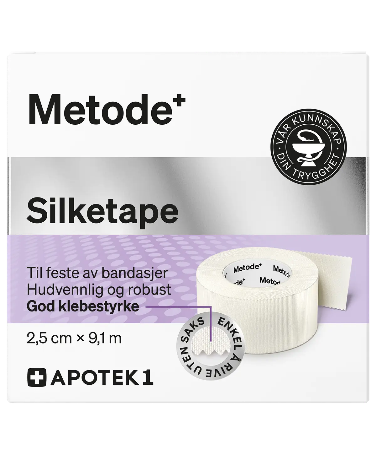 Metode silketape 2,5 cm x 9,1 m 1 stk