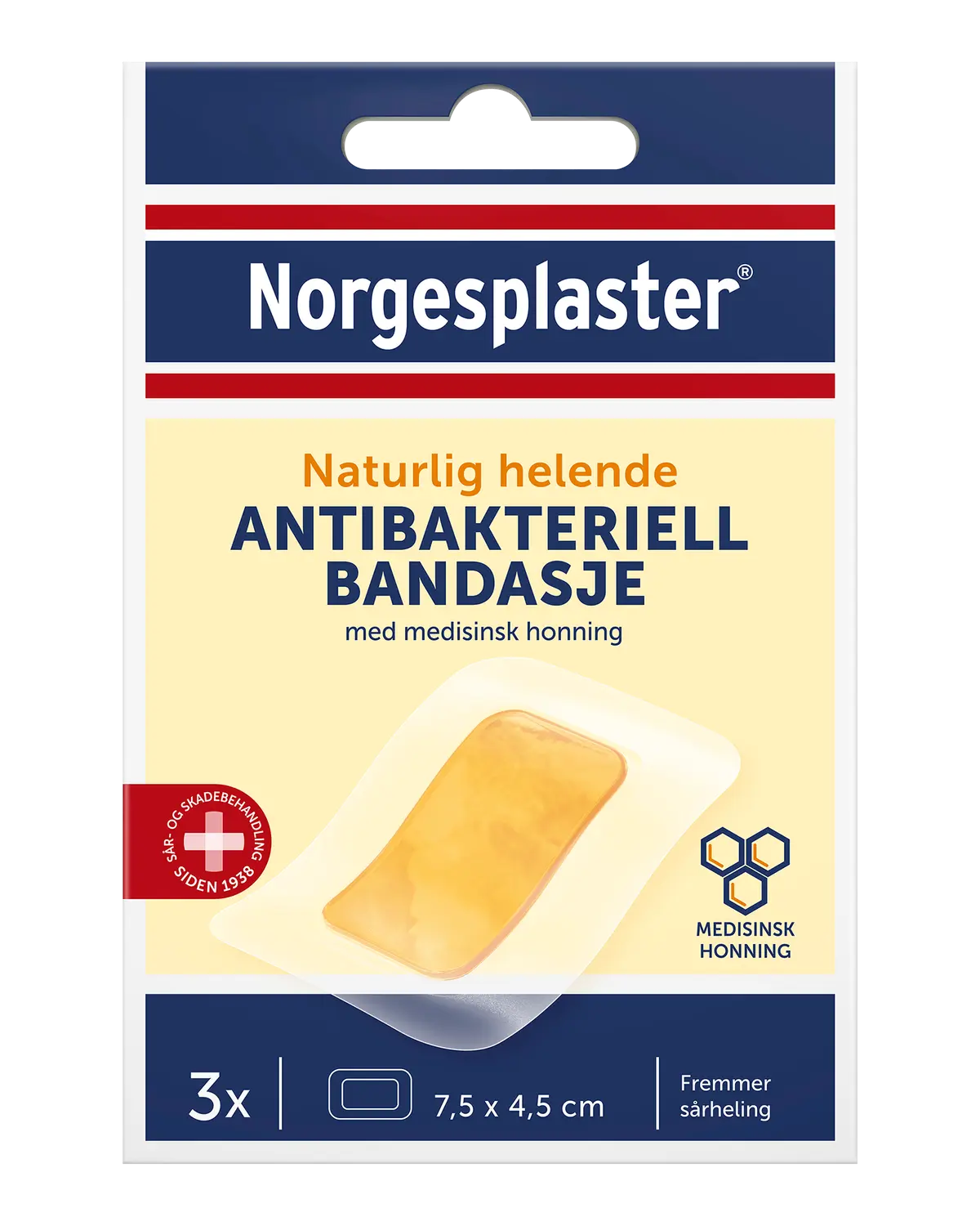 Norgesplaster Antibakteriell bandasje 7,5 x 4,5 cm 3 stk