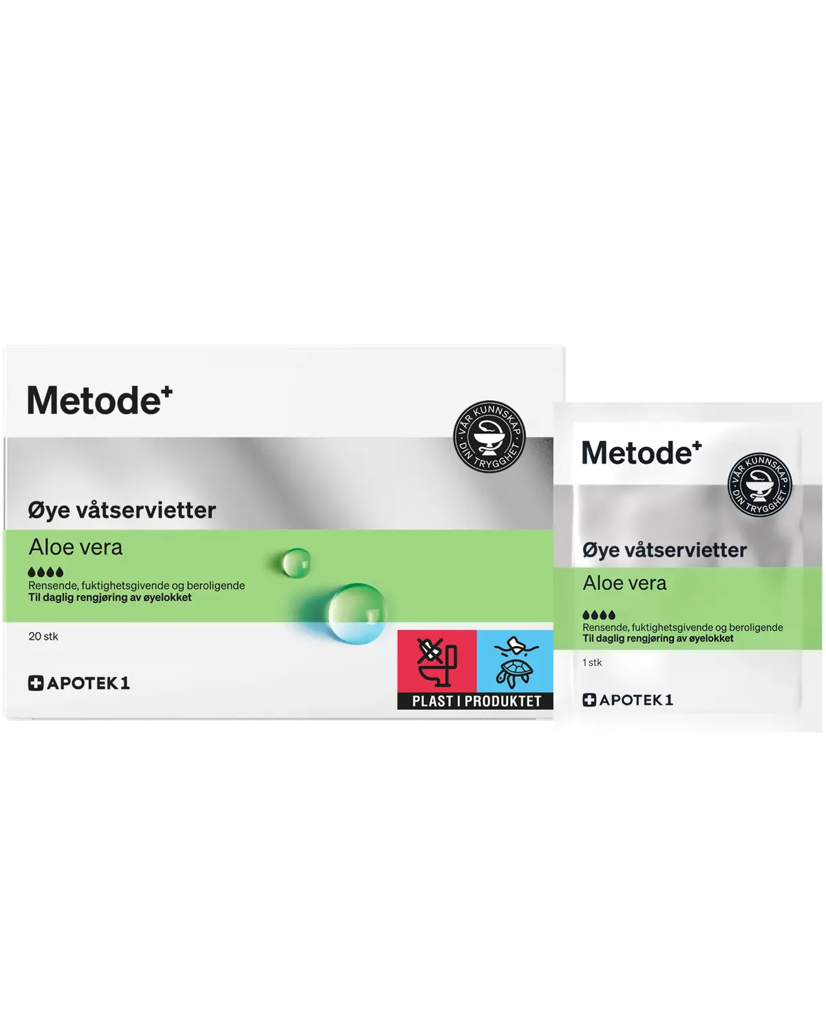 Metode våtservietter til øyne med aloe vera 20 stk