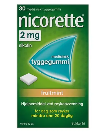 Nicorette 2mg tyggegummi fruitmint 30 stk