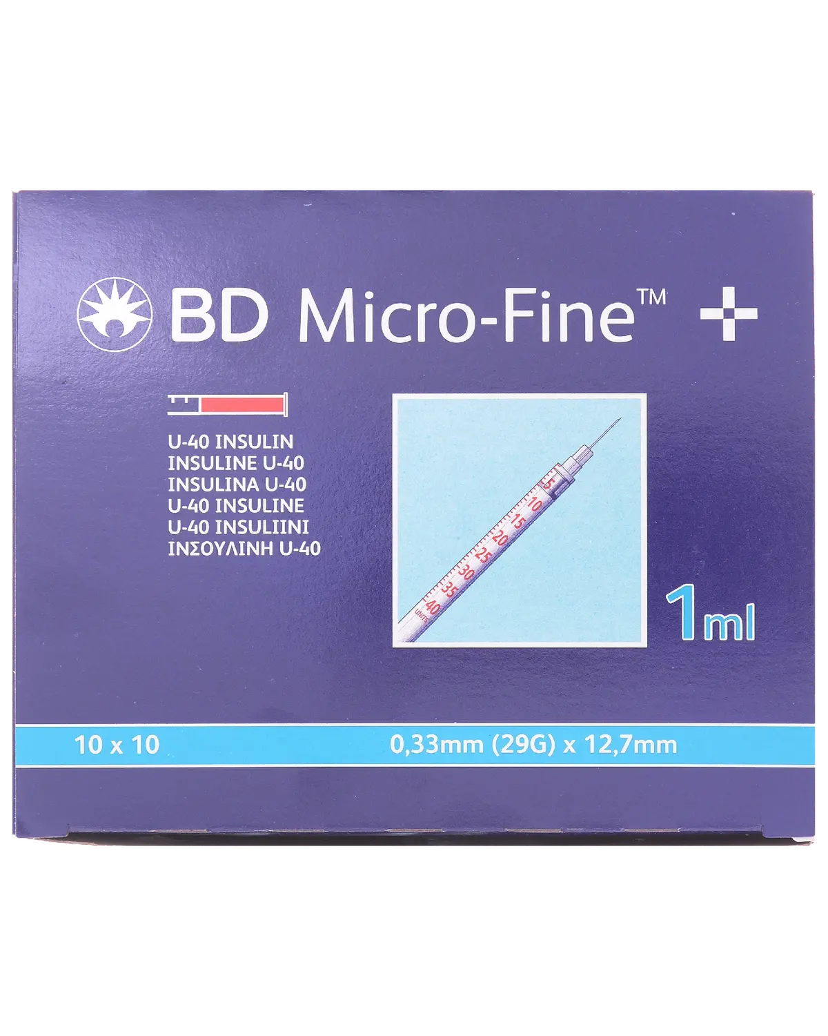 Micro-Fine U-40 insulinsprøyte 1 ml 0,33 x 12,7 mm