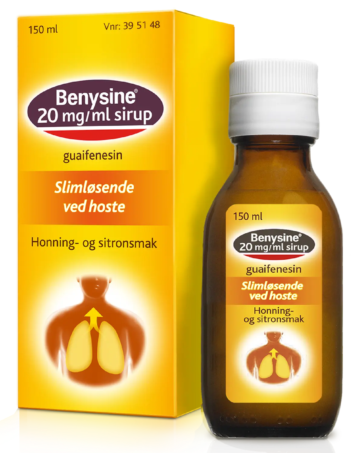 Benysine 20 mg/ml sirup med honning- og sitronsmak 150 ml