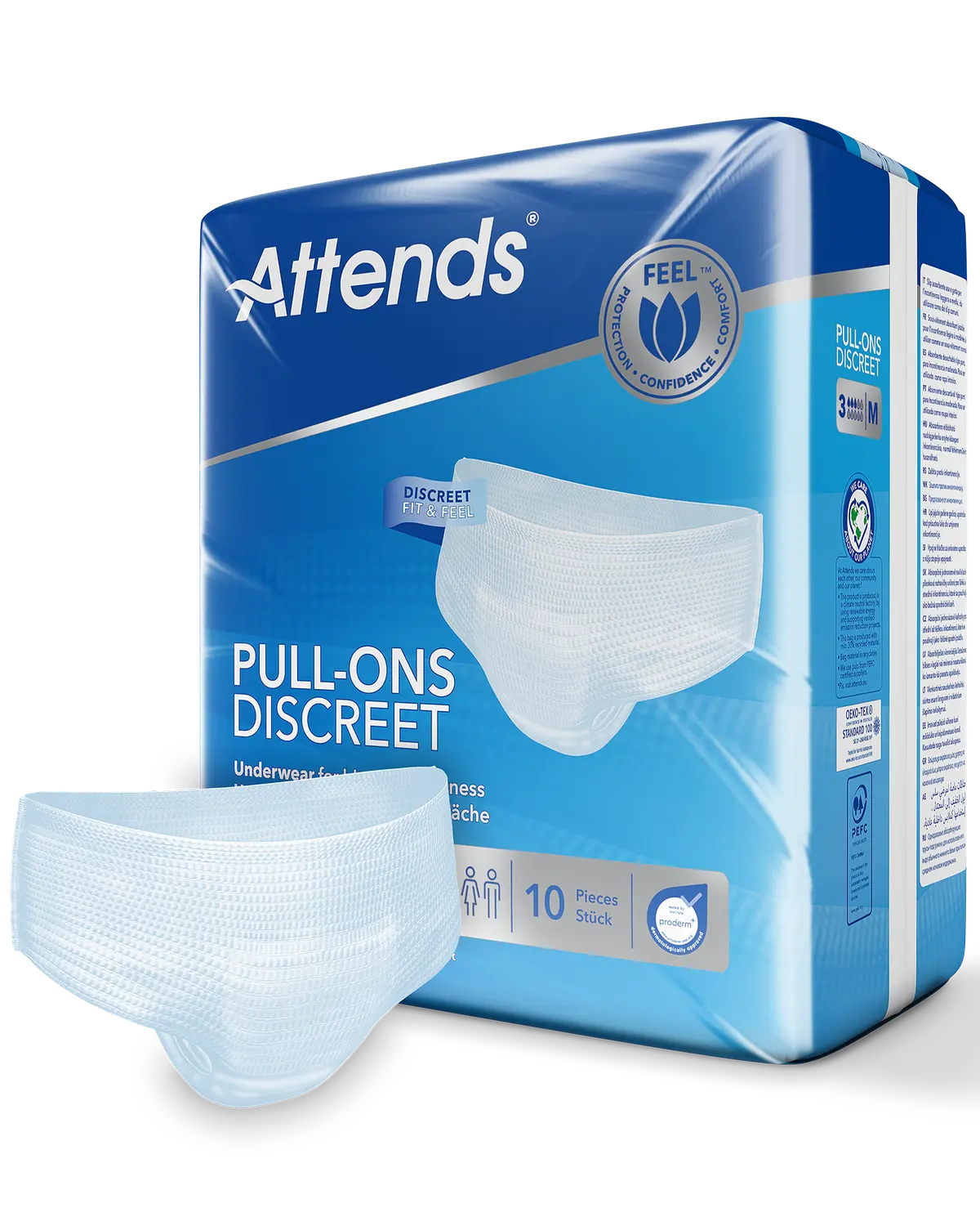 Attends Pull-Ons Discreet Underwear buksebleie 3M 10 stk