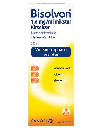 Bisolvon 1,6 mg/ml mikstur kirsebærsmak 250 ml