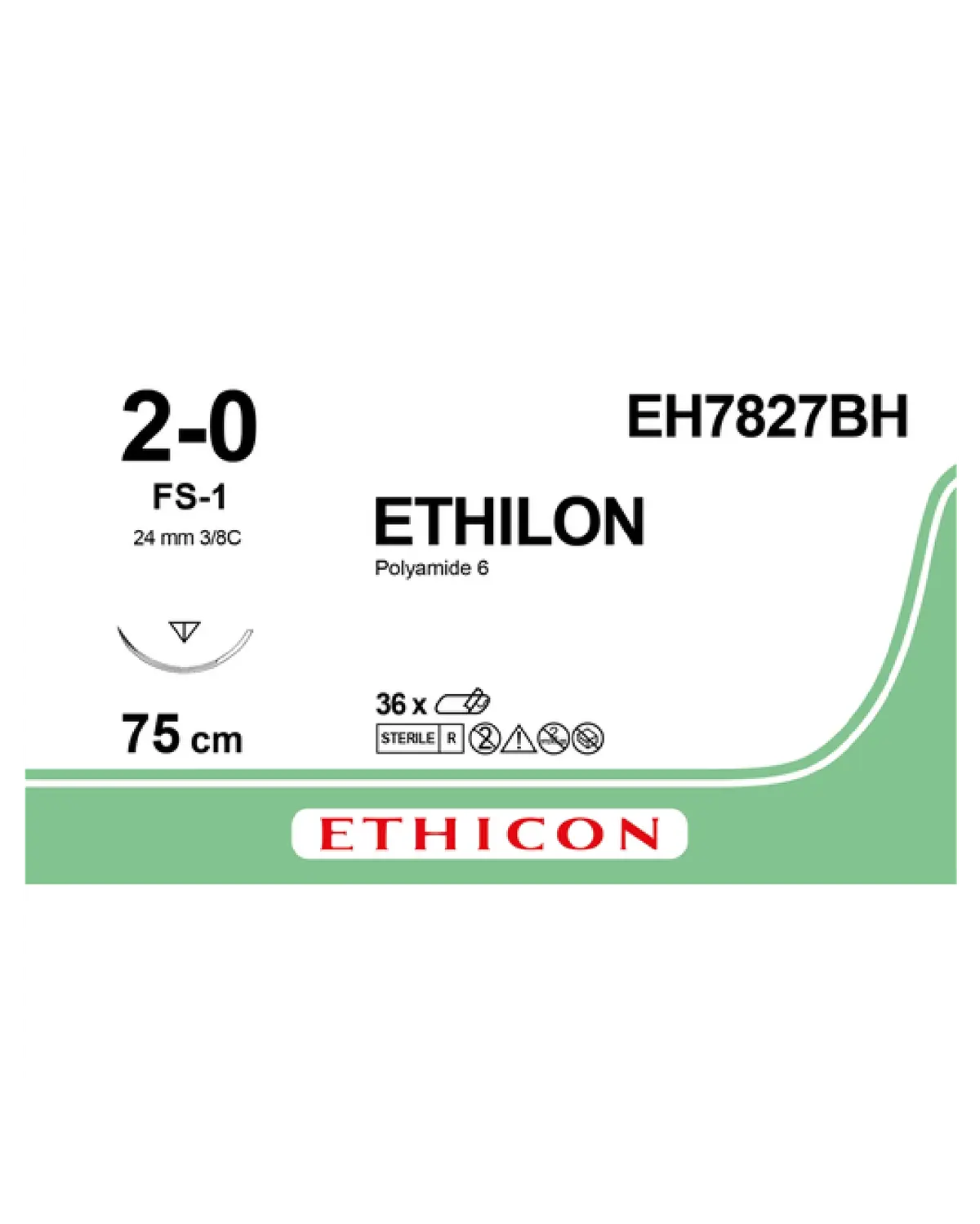 Ethilon sutur 2-0 24 mm 75 cm (EH7827BH) 1 stk