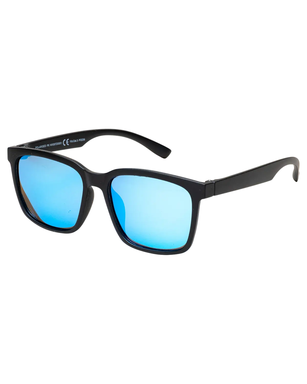 solbrille 072 matt svart/polarisert blå multi