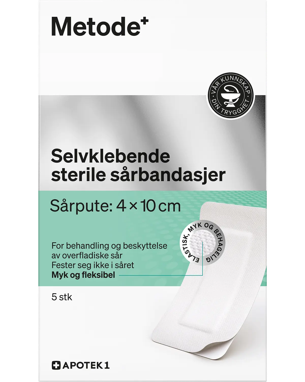 selvklebende steril sårbandasje 9 x 15 cm