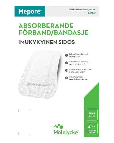Mepore selvheftende bandasje 9x15cm 5 stk