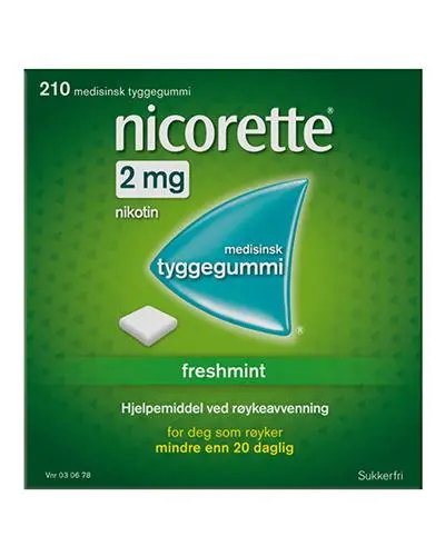 Nicorette 2mg tyggegummi freshmint 210 stk