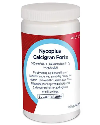 CalcigranForte 500 mg/400IE tyggetabletter