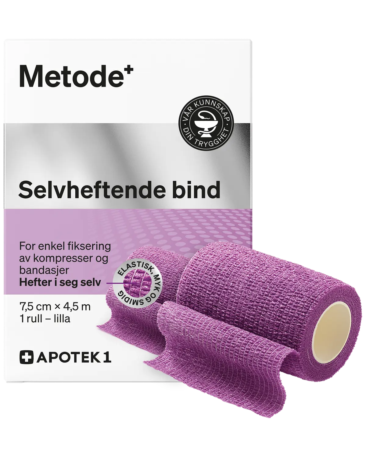 Metode selvheftende bind lilla 7,5 cm x 4,5 m 1 stk