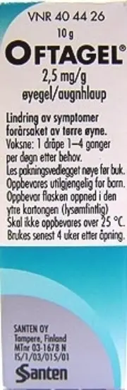 Oftagel øyegel 2,5mg/g - usikker leveringstid