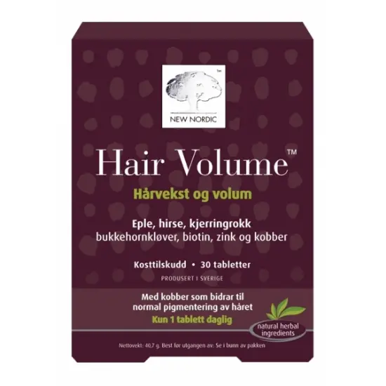 Hair Volume 30 tabletter | Naturlig kosttilskudd for hår, hud og negler