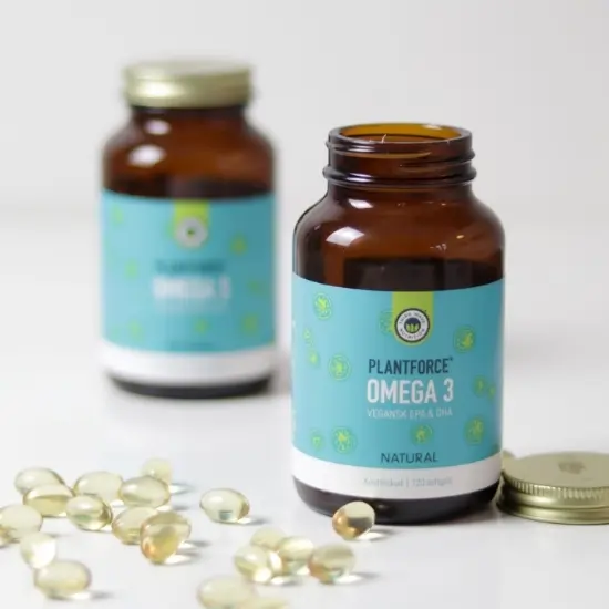 Plantforce Vegansk Omega‑3 EPA & DHA 120 kapsler – Ren algeolje & bærekraftig omega‑3