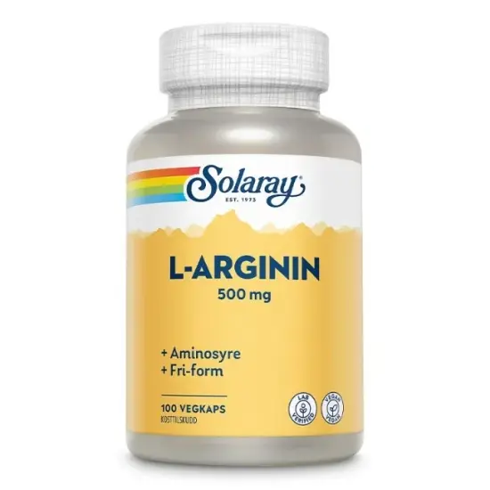 Solaray L‑arginin 500 mg 100 kapsler – Aminosyre for muskler, sirkulasjon og immunforsvar