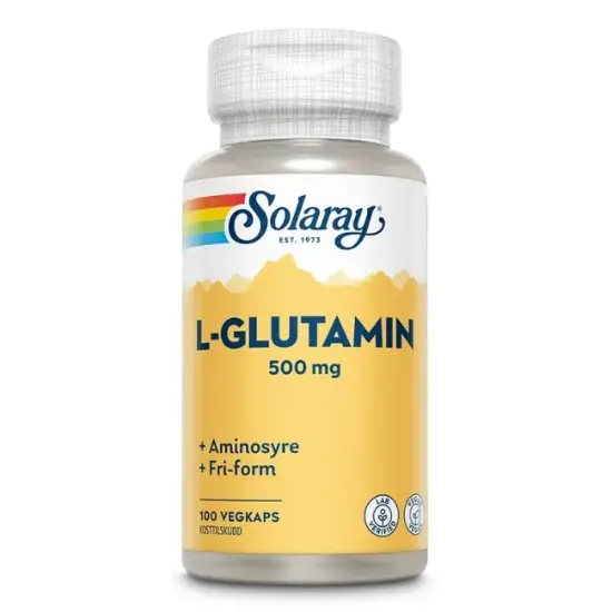 Solaray L‑Glutamin 500 mg 100 kapsler – Aminosyre for tarmhelse, fordøyelse og restitusjon