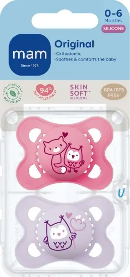 Mam Original silicone pink 0-6mnd 2 stk