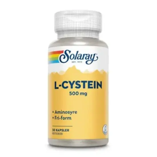 Solaray L‑cystein 500 mg 30 kapsler – Svovelholdig aminosyre for hår, hud, negler og immunforsvar