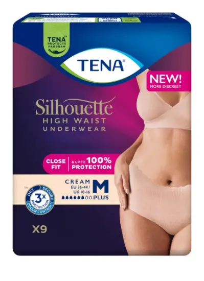 Tena Silhouette Pants Plus High Waist Medium Créme – 9 stk