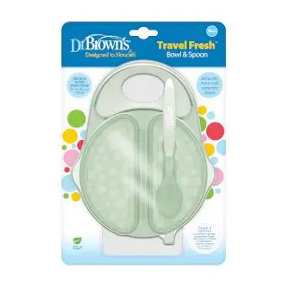 Dr. Brown’s Travel Fresh skål og skje 1 sett