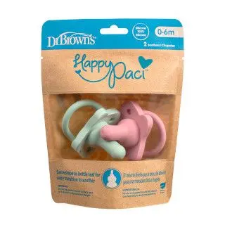 Dr. Brown’s HappyPaci smokk rosa/grønn 2 stk
