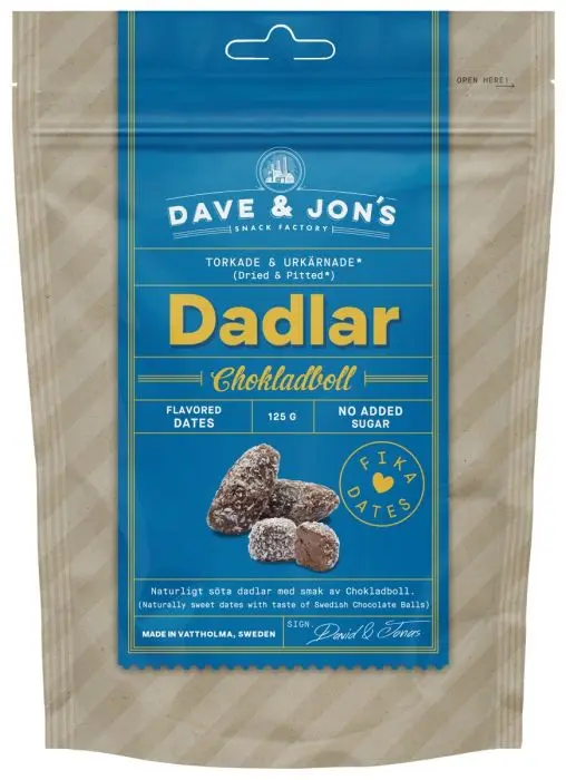 Dave & Jon's Chokladboll Dadler 125 g