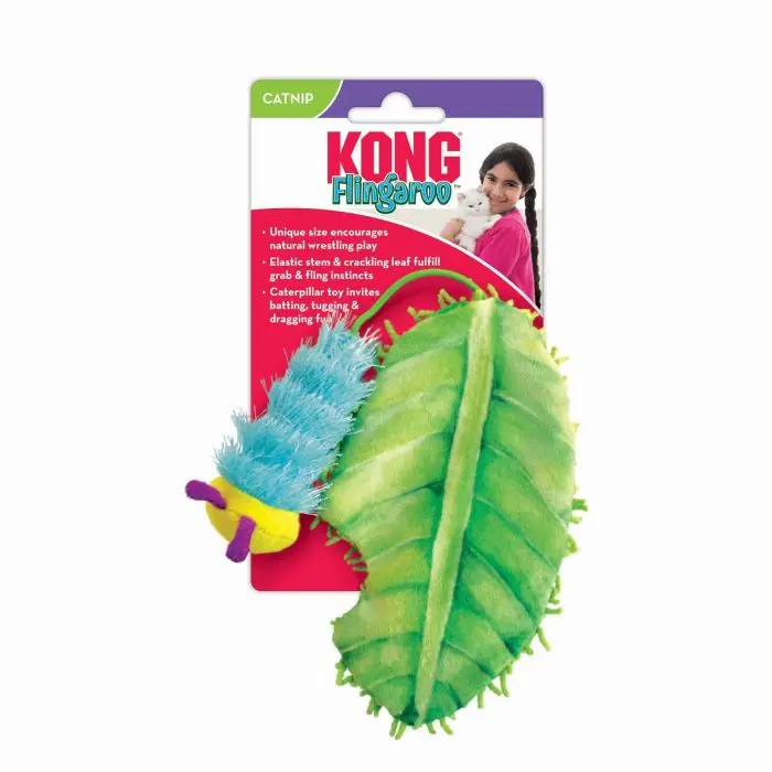 KONG Flingaroo CATerpillar katteleke flerfarget 8 x 25 cm