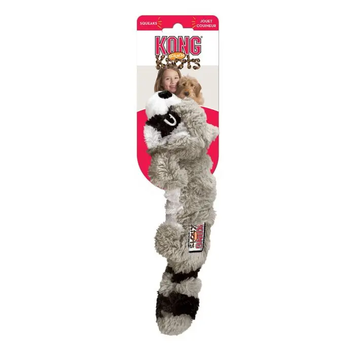 KONG Scrunch Knots Raccoon hundeleke grå S/M