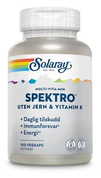 Solaray spektro uten jern & vitamin K 100 kapsler