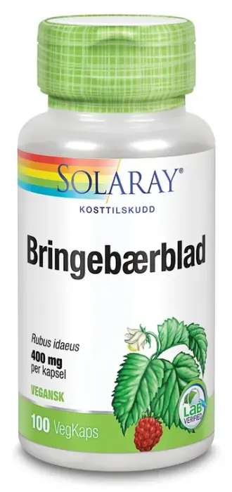 Solaray bringebærblad 400 mg 100 kapsler