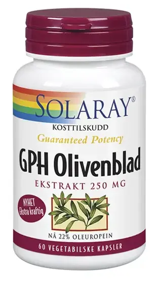 Solaray GPH olivenblad 250 mg 60 kapsler