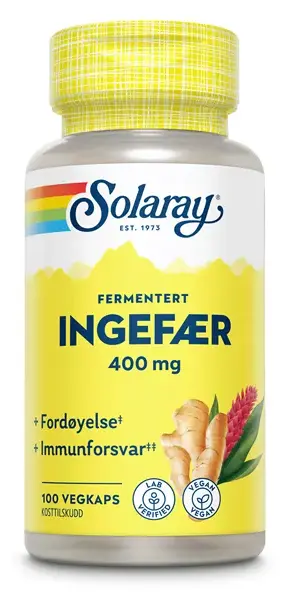 Solaray fermentert ingefær 400 mg 100 kapsler