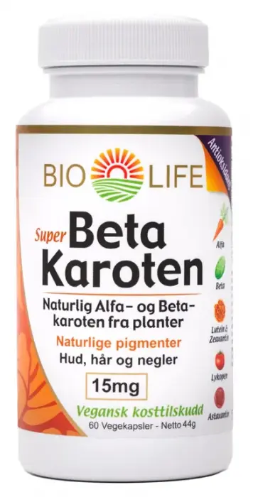 Bio-Life super betakaroten 15 mg 60 kapsler
