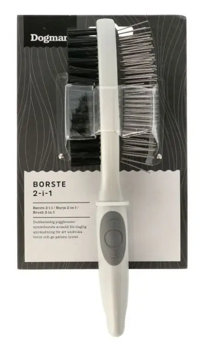 Dogman Børste 2-i-1 Grå M 22cm