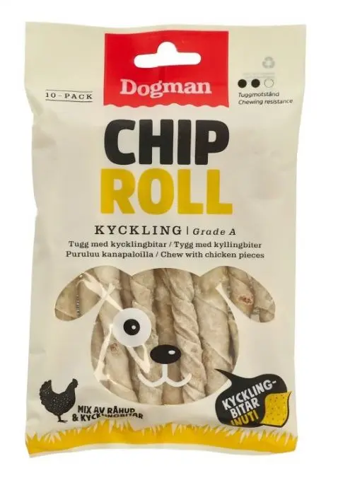 Dogman Chicken Chiproll m kylling 10p Hvit S 12,5cm