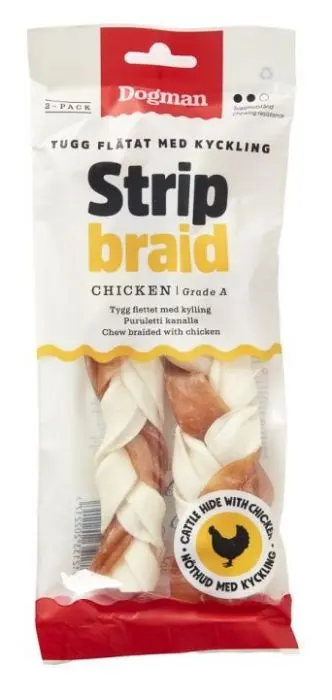 Dogman Chicken strip braid 2p Hvit M 17,5cm