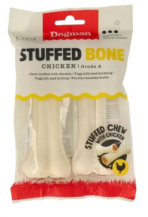 Dogman Chicken stuffed bone 2p Hvit S 12,5cm