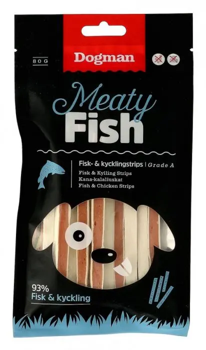 Dogman Fisk og kyllingstrips 80g