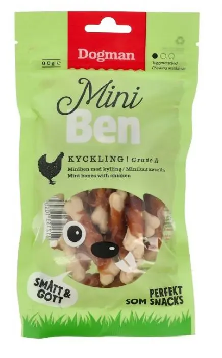 Dogman Miniben med kylling Hvit XS 80g