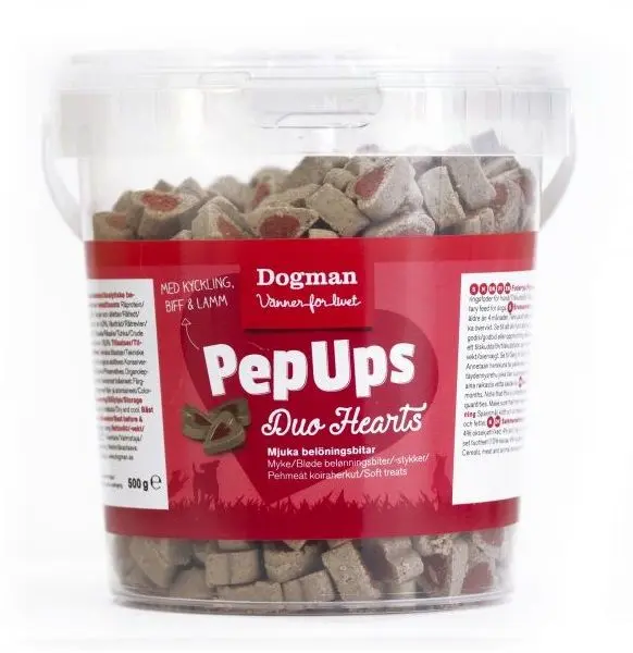 Dogman PepUps Duo Hjerter 3 smaker 500g