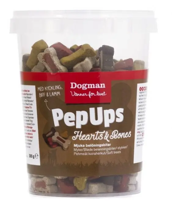 Dogman PepUps Hjerte & Bein 3 smaker 300g