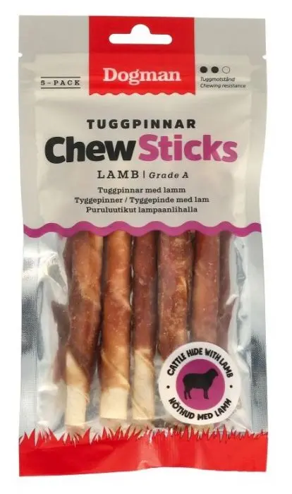 Dogman Tyggepinner med lam 5p Hvit S 12,5cm