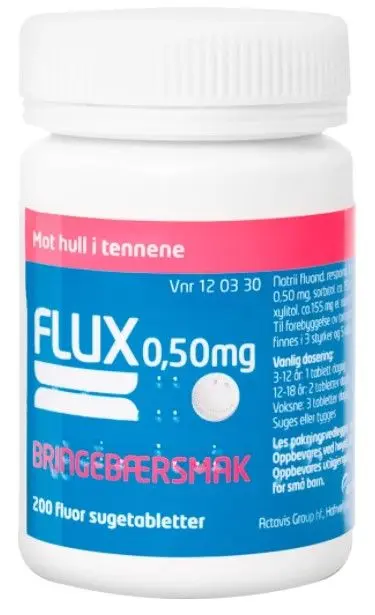 Flux 0,5 mg sugetabletter bringebærsmak 200 stk