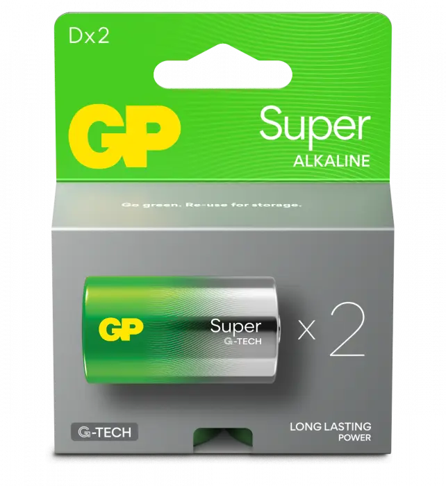 GP Super Alkaline D-batteri 13A/LR20 2-pk