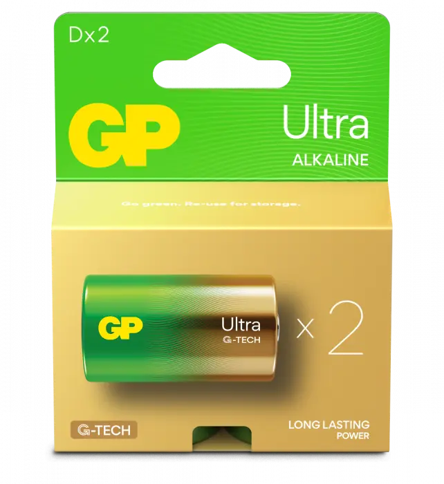 GP Ultra Alkaline D-batteri 13AU/LR20 2-pk