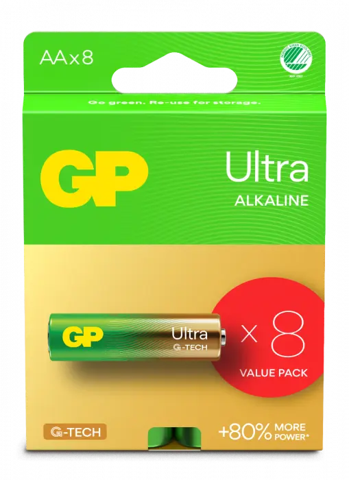 GP Ultra Alkaline AA-batteri 15AU/LR6 8-pk